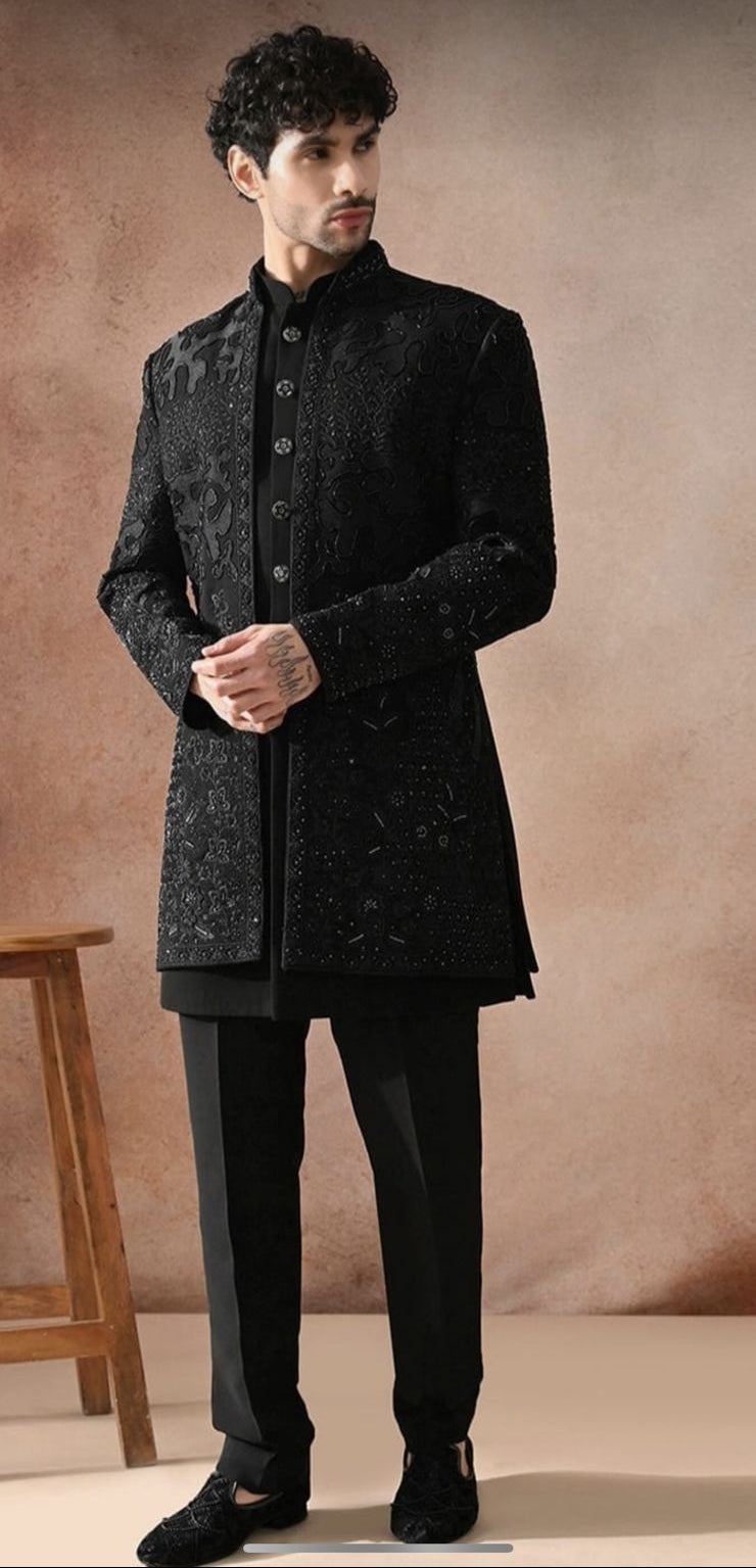 The Midnight Noir Embellished Indo-Western Se